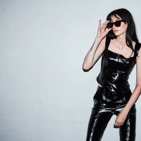 De La Vali Bandana Corset Top Black Patent Faux Leather Size 6 US (10 UK) - Picture 12 of 15